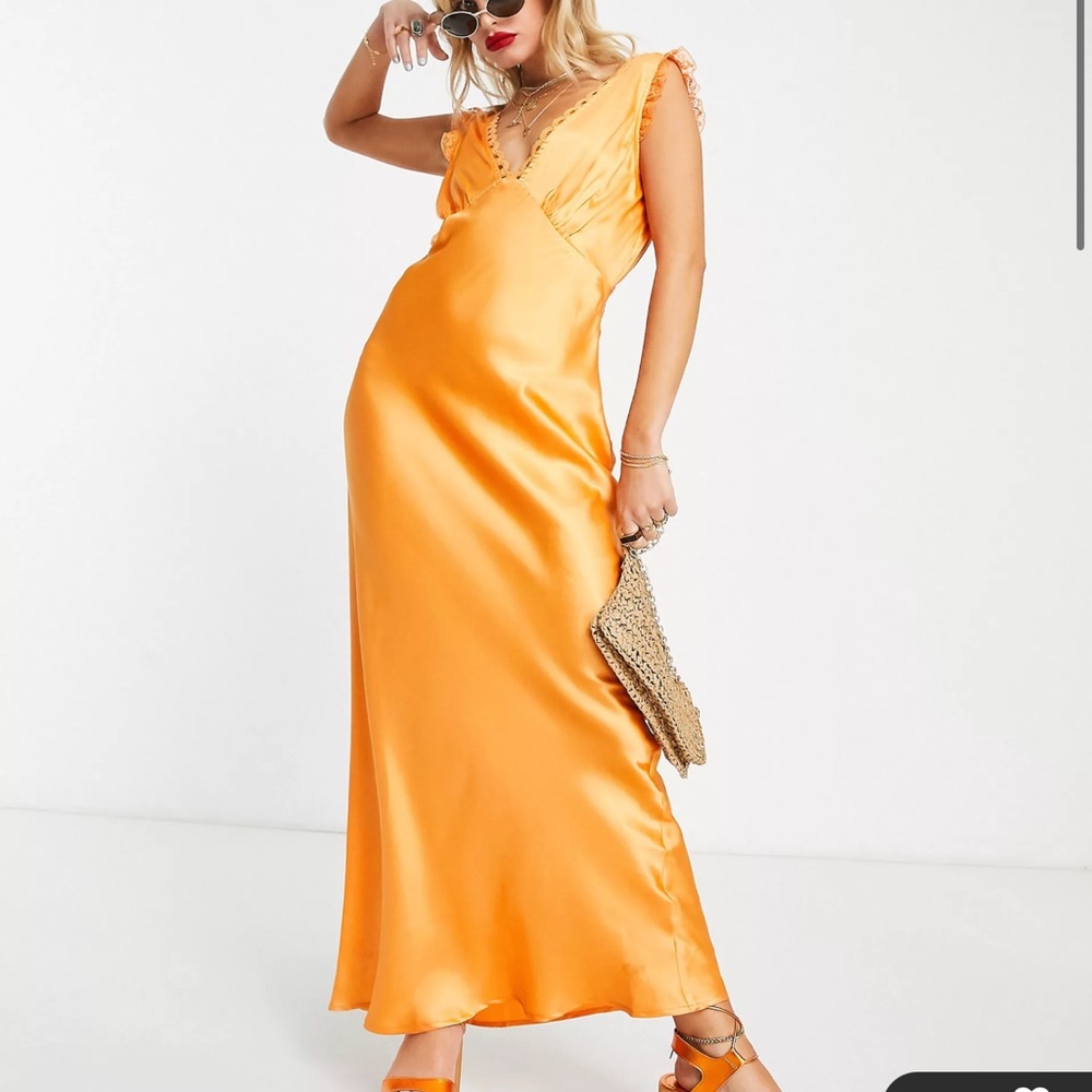 Reclaimed Vintage Inspired Limited Edition satin maxi dress with lace detail